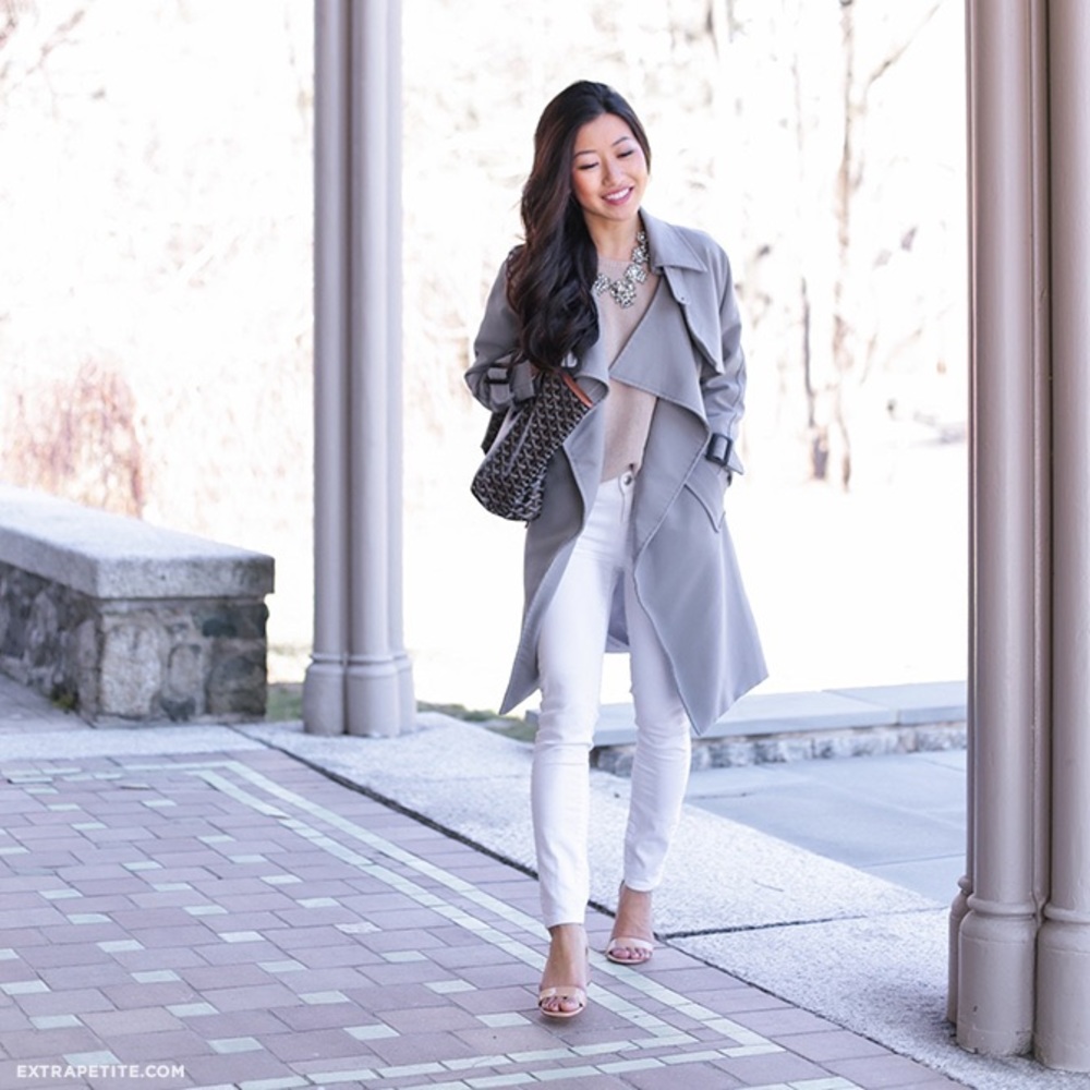 Chicwish Belted Trench Coat in Grey XS ExtraPetite